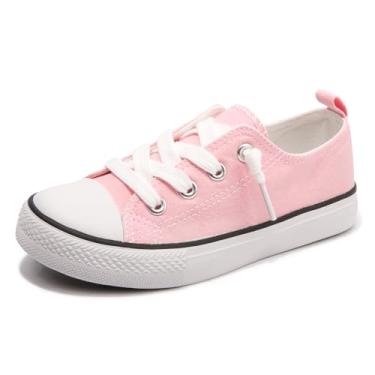 Imagem de Tênis de lona para meninos e meninas, sem cadarço, confortável, casual, caminhada, para crianças pequenas e grandes, rosa, 15