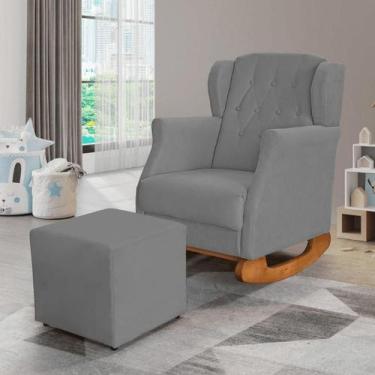 Imagem de Poltrona Amamentação Balanço Descanso Helena Com Puff Suede - DECORELI