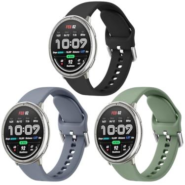 Imagem de Pacote com 3 pulseiras de silicone para Amazfit Active 2/Active/GTR Mini/GTS 4 Mini/GTS 4/GTS 3/GTS 2e/GTS 2 Mini/GTS 2/GTS, pulseiras esportivas de substituição macias de 20 mm para Amazfit Bip U Pro