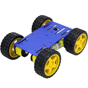 Imagem de DIY Smart Robot Car Chassis Kit with Speed Encoder TT Motor, C101 4WD Leaf Texture Wheel Metal Panel Robotics Car Chassis Platform for Arduino/Raspberry Pie/Microbit, Eduational Teaching Kit (Blue)