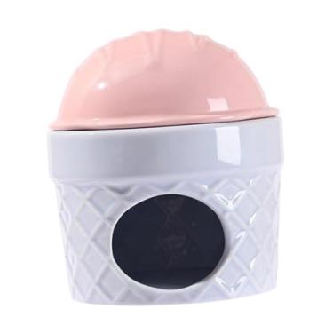 Imagem de Ｂｅｓｇａ Cama de de cerâmica para hamster, decoração de cabana adorável, casa legal, esconderijo para animais de estimação pequenos, furão, rato, Rosa