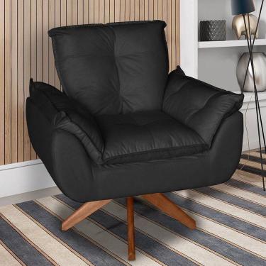 Imagem de Poltrona/cadeira Decorativa Glamour Opala Com Base Giratória 30cm Em Madeira Preto