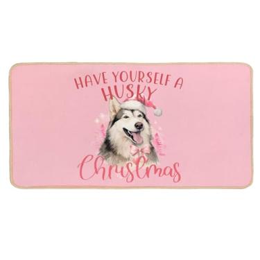 Imagem de Bnwepo Tapete de Natal Coquette rosa, tapete de boas-vindas de Natal Husky interno, tapete rústico para porta da frente, entrada interna, entrada de inverno de fazenda fora da varanda, capachos 40 x