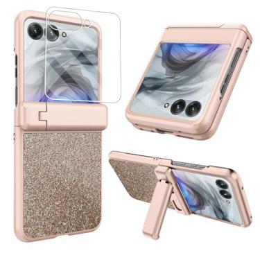 Imagem de Capa para Motorola Razr 2025 com suporte glitter Moto Razr 2024/2025 Capa de corpo inteiro à prova de choque Bling Razr 50/60 com protetor de tela e proteção de dobradiça [Não serve para Razr 50 e 60