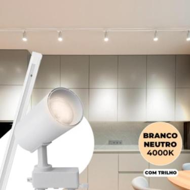 Imagem de Kit trilho eletrificado 1m 3 spots 7w branco neutro 4000k bivolt sobre