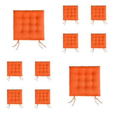 Imagem de Kit Com 10 Almofadas Para Cadeiras Assento Futon De Cadeira 40x40 Cm(Laranja)