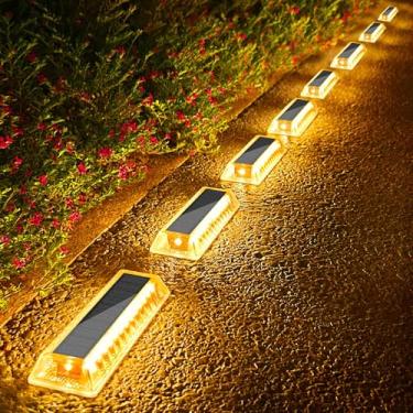 Imagem de Lacasa Luzes solares para convés, luz solar IP68 à prova d'água, pacote com 8 unidades de luzes de paisagem de caminho movidas a energia solar, iluminação LED 50LM para caminho de jardim, escada