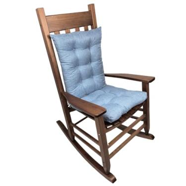 Imagem de Gfgift Conjunto de almofadas de cadeira de balanço, almofadas de cadeira de pátio, almofadas de cadeira tufadas para móveis de balancim, almofadas de assento interno com laços (azul)