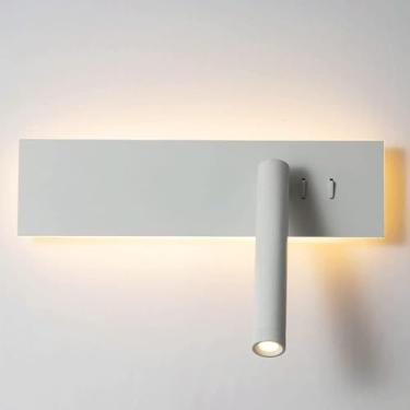 Imagem de Lâmpada De Parede De Leitura De Cabeceira, Mini Lâmpadas De Luz De Fundo, Scoe De Parede De Metal Preto/Branco Com Função De Ajuste De 350 °, Iluminação Decorativa De Pa, White