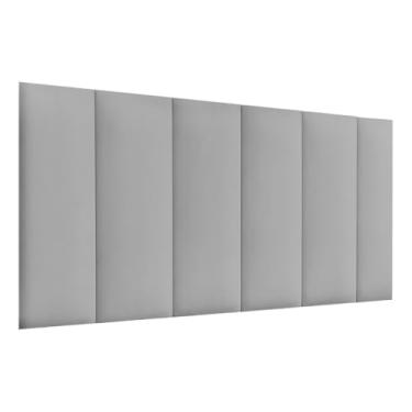 Imagem de Cabeceira Cama Box Solteiro – Painel Estofado com Módulos em Veludo Luxo – Instalação Sem Furos – Cor Cinza - Toque Macio e Visual Sofisticado