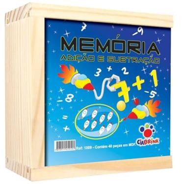 Imagem de Jogo da Memória Adição e Subtração 40 Peças em MDF, para Crianças +4 Anos, Multicolor