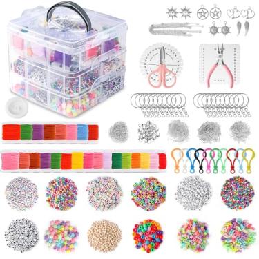 Imagem de Miçangas, DIY, Miçangas para Pulseiras, Miçanga, Misangas para Fazer Pulseiras, Kit Miçangas, Kit Pulseira, 24 Cores Brilhantes com 4655 Peças de Contas de Letras