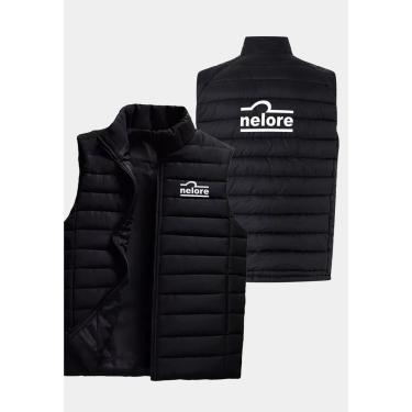 Imagem de Colete Puffer Bordado Nelore com Bolsos e Capuz Removível Masculino-Masculino