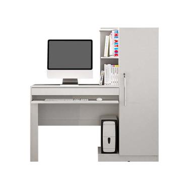 Imagem de Mesa para Computador com Armário Office Valdemóveis Branco Fosco
