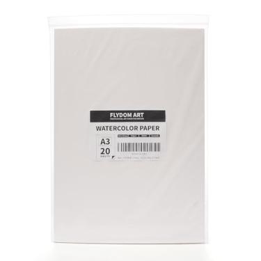 Imagem de FLYDOM ART Papel de aquarela profissional, tamanho A3, 300 g, 20 folhas