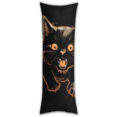 Imagem de Capa de travesseiro de gato com expressão feroz ultra macia respirável longa fronha 137 x 50 cm fronha decorativa com zíper oculto fronhas para sofá de quarto