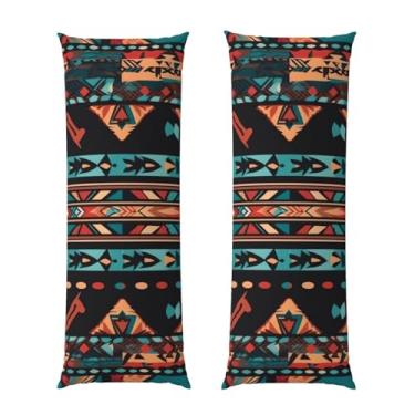Imagem de Capa de travesseiro corporal com zíper ultramacia e refrescante, capa protetora respirável para o corpo, estampa tribal navajo, capa de almofada decorativa para casa 50,8 cm x 137,2 cm