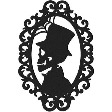 Imagem de Decoração Halloween Painel Quadro Silhueta Caveira Homem Mulher em EVA