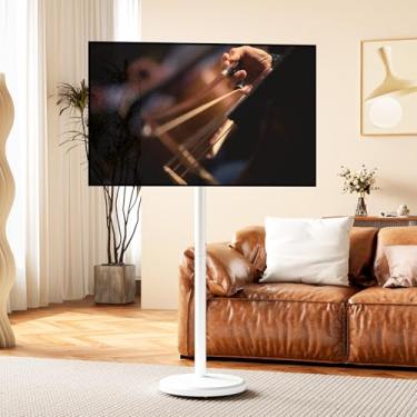 Imagem de Carrinho de TV móvel com suporte de TV para tela plana/curva de 10-42 polegadas até 59,9 kg, carrinho de TV portátil ajustável em altura com inclinação e rotação, suporte de TV com rodas, VESA máximo