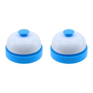 Imagem de Mewutal 2 campainhas de serviço mini campainha de serviço azul para mesa campainha de metal para recepção de mesa 6 cm lembrete de jantar alto para concurso de perguntas de hotel, restaurante, bar