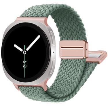 Imagem de Pulseiras de nylon para Samsung Galaxy Watch 8 de 40 mm e 44 mm/8 Classic de 46 mm, tecido magnético sem lacunas para Galaxy Watch 8 Classic de 46 mm/8 40 mm e 44 mm masculino e feminino