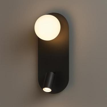 Imagem de Luminária Parede Cabeceira com Globo e Luz Direcional, Preto