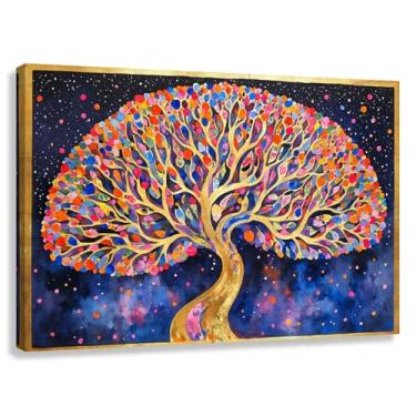 Imagem de Árvore da Vida Arte de parede Impressão em tela Natureza cósmica Harmonia Decoração para sala de estar 90x60cmx1