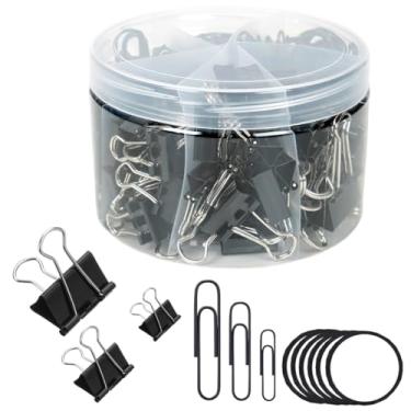 Imagem de Conjunto de 300 clipes de papel e clipes de fichário, tamanhos variados, clipes de papel, clipes de fichário, faixas de borracha para escritório, casa, escola, organização de documentos