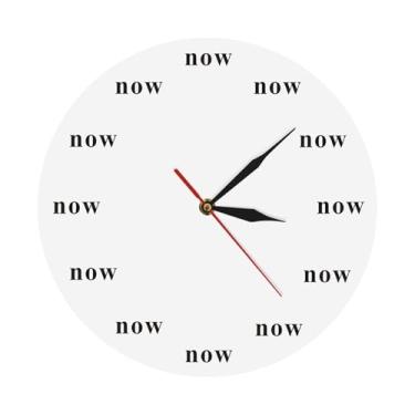 Imagem de KiBcsLic Relógio de Parede "a Hora é Agora", Relógio Motivacional, Fofo, Engraçado, Sem Moldura, Ornamento Decorativo para Quarto, Sala de Estar, Branco, Tamanho real