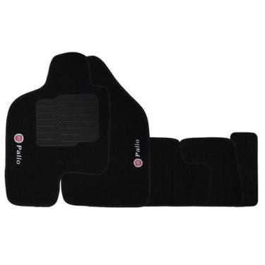 Imagem de Tapete Carpete Palio G1 G2 G3 G4 1996 à 2011 Preto Logo Bordado Jogo 5