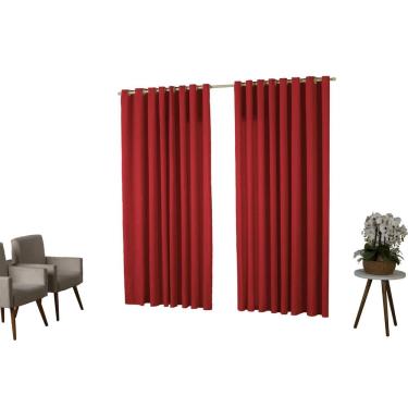 Imagem de Cortina Oxford 3,00X2,50 Sala Quarto Porta Vermelho