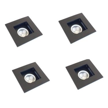 Imagem de Kit 4 Spot De Embutir Recuado Mr11 Mini Dicroica Preto Alz60
