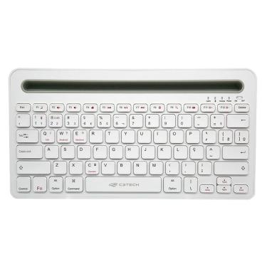 Imagem de Mini Teclado Bluetooth Recarregável C3tech K-bt100wh Abnt2 ? Branco (sem Fio)