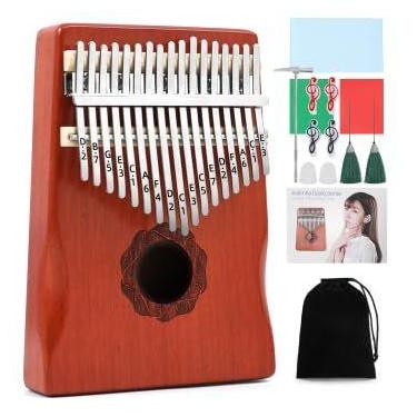 Imagem de Piano de polegar Kalimba MELHA 17 teclas vermelho com instrução e mart