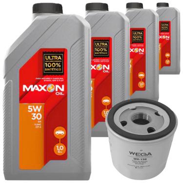 Imagem de 4 Óleo Sintético 5W30 Maxon e Filtro Wega Onix Plus 1.0 Flex