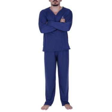 Imagem de Pijama de Inverno Blusa de Frio Masculino Manga Longa Calça Comprida A