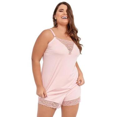 Imagem de Pijama Short Doll Baby Doll IMI Lingerie Em Microfibra E Renda Plus Si