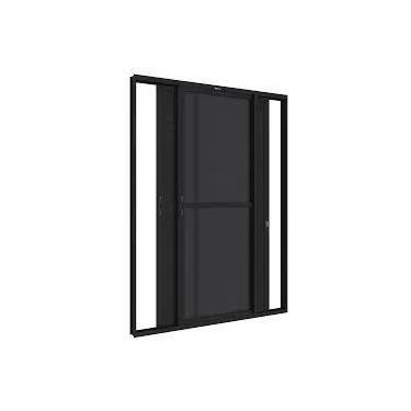 Imagem de Porta balcão alumínio branco 3 folhas móveis com fechadura vidro liso 