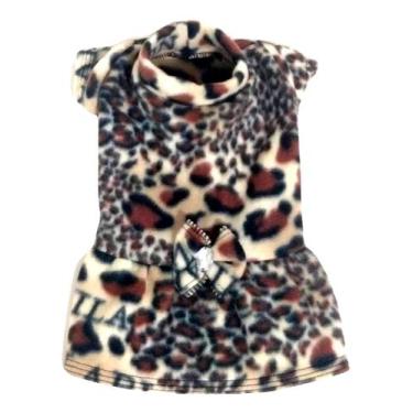 Imagem de Vestido de inverno soft estampa de onça tamanho PP - Nica Pet