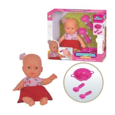 Imagem de Boneca Duquinha Papinha c/ Pratinho Brinquedo Barato Menina - Adijomar