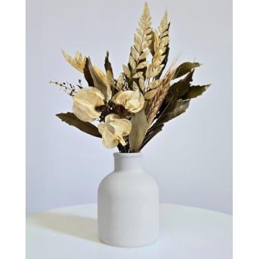 Imagem de Arranjo De Flores Secas Decorativo Vaso Garrafa Vintage Lisa