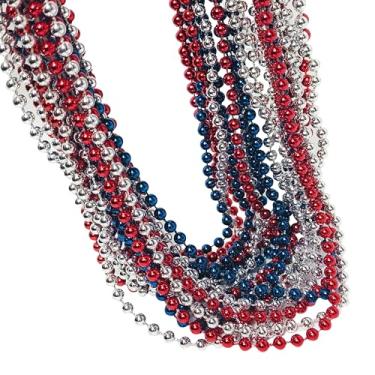 Imagem de LUV HER Colar patriótico de contas de acrílico, pacote com 24 - 102 cm de comprimento, vermelho, branco e azul - Acessórios de festa para meninas e mulheres - Fantasia e brincadeiras de faz de conta
