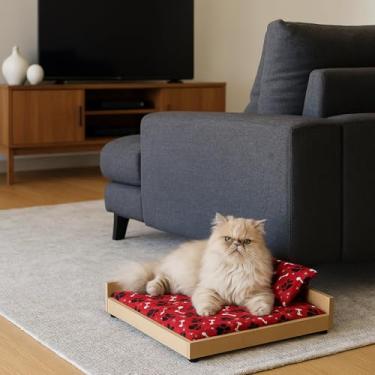 Imagem de Caminha Pet Luxo Conforto para Cachorros e Gatos Estrutura MDF Tecido Gorgurão Travesseiro Incluso - Vermelho