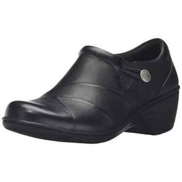 Imagem de Clarks Mocassim feminino Channing Ann Slip-On, Couro preto, 6 Wide