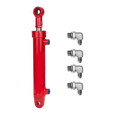 Imagem de RHKING Cilindro hidráulico 2x10 Cilindro hidráulico soldado de dupla ação de 3 toneladas furo de 5.1 cm x curso de 25.4 cm com 3/20.3 cm JIC 37° (9/40.6 cm-18 Thread) Conectores de extremidade