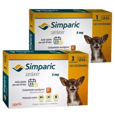 Imagem de Simparic Antipulgas Caes 1,3 A 2,5kg C/ 4 Comprimidos