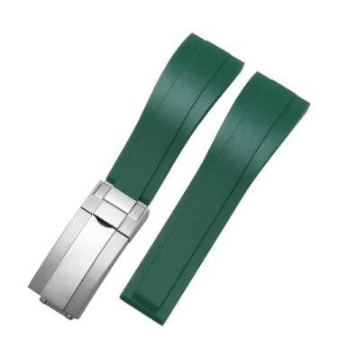 Imagem de YHMOO Pulseira de relógio para Rolex SUBMARINER GHOST DATEJUST OYSTERPERTUAL DAYTONA YACHTMASTER Fivela de implantação 20 mm Rolex pulseira de borracha de silicone de substituição (verde)