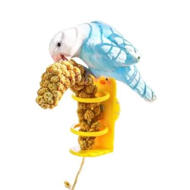 Imagem de Poleiro de pássaro com alimentador, plataforma de papagaio com tigela de alimentação, pratos, brinquedos de pássaros, acessórios de gaiola de papagaio para periquito, periquito, calopsita, conure