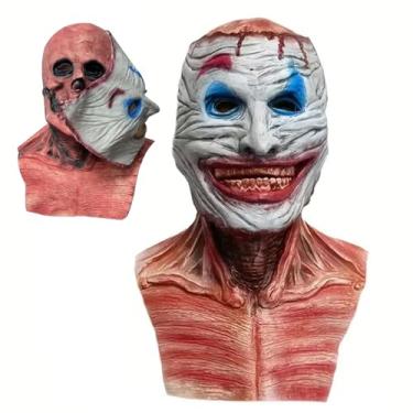 Imagem de Halloween Double Scary Clown Skull Mask, Skeleton Full Head Mask, Scary Moving Jaw Cosplay Costume Props