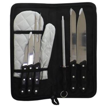 Imagem de Kit Churrasco 7 Peças Com Estojo E Talheres Em Aço Inox - XBZ